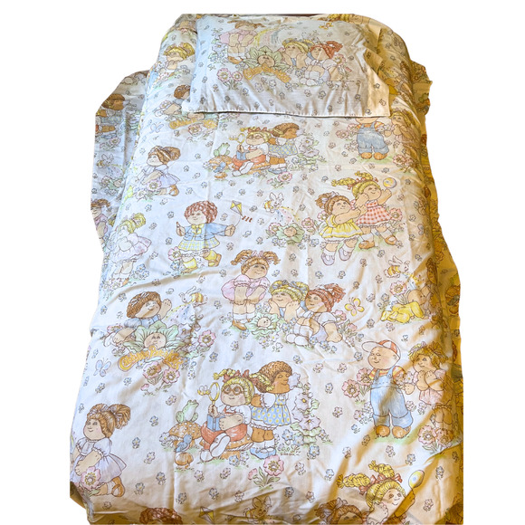 Vintage Kid's Cabbage Patch Complete Twin Sheet Set Circa 1983 - Picture 3 of 10